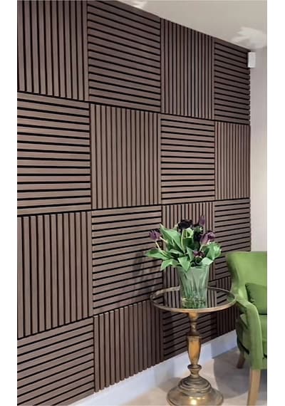 Ceviz 10 Adet 40x40cm Yeni Nesil Akustik Ahşap Duvar Paneli