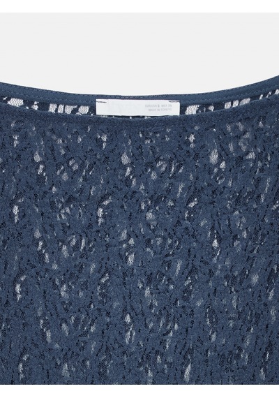 Dilvin 32763 Kayık Yaka Dantel Top-indigo İndigo