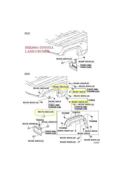 Toyota Uyumlu DAVLUMBAZ TAMPON Klips 90189-06214 9018906214 HSK0061