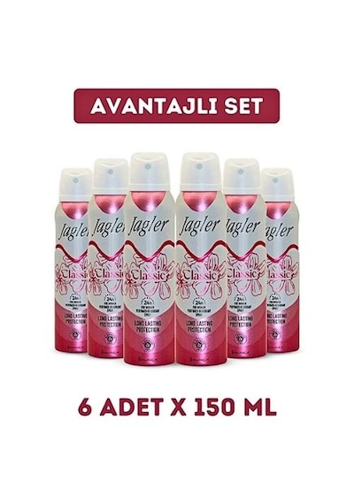 Jagler Classic Kadın Sprey Deodorant 6 x 150 ML