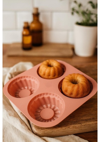 4'lü Silikon Airfryer Muffin Kek Kalıbı Silikon Kahverengi Diğer