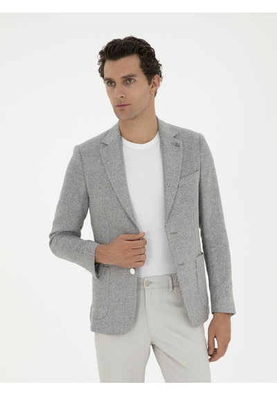 Cacharel Açık Gri Slim Fit Keten Karışımlı Spor Ceket Cacharel Açık Gri Slim Fit Keten Karışımlı Spor Ceket