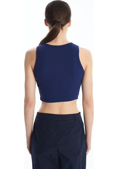 Lcw Vision Lacivert Bisiklet Yaka Dokulu Kadın Crop