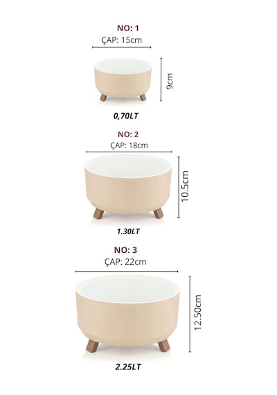 Nandy Home Tripot Model Saksı Seti 3'lü Gri