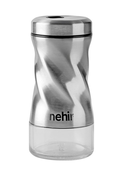Nehir Burgulu Standlı 2 Parça Paslanmaz Çelik Baharatlık Seti ŞEffaf