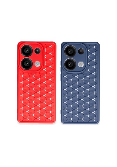 Xiaomi Redmi Note 13 Pro 4g Uyumlu Kılıf Petek Silikon Kapak - Kırmızı