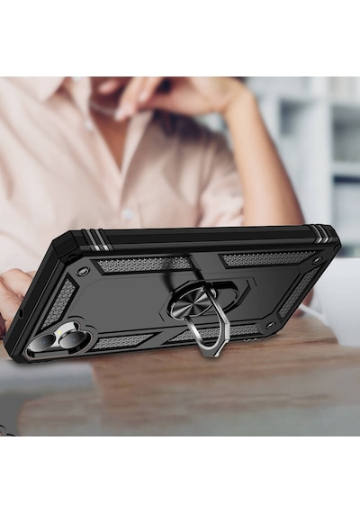 Galaxy Uyumlu A05 Kılıf Kamera Koruyucu Manyetik Standlı Tank Koruma Pazarplus Kırmızı
