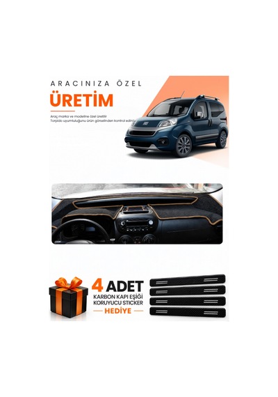 Fiat Fiorino 2007-2026 Uyumlu Torpido Koruma Örtüsü Oto Kılıfı - Siyah Kahverengi