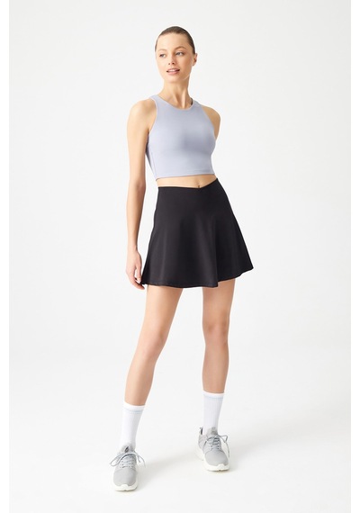 Los Ojos Siyah 2 Katmanlı Pileli Tenis Eteği - Spor Etek Tennis Skirt2 Siyah