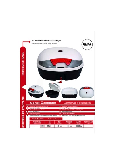 Arwic 46 Cv Topcase Çanta Beyaz
