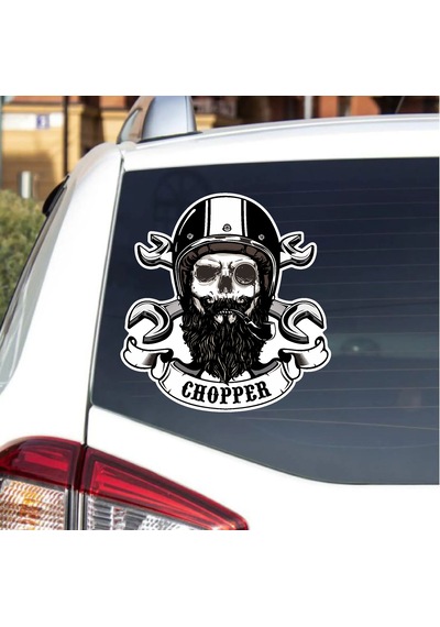 Chopper Kurukafa Sticker - Motosiklet Araba Oto Motor Cam Sticker - 00072 10X9 Cm
