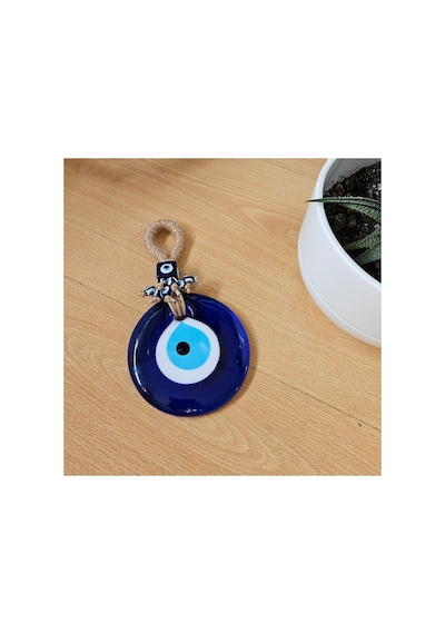 - Duvar Nazar Boncuğu 16 Cm X 9 Cm Cam, İpli Askılı, Boncuk Süslemeli - Kutulu