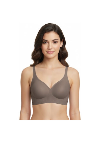 Cottonhill Seamless Bra - Slight Kahverengi Lazer Kesim Dikişsiz Dilim Detaylı Balensiz Kadın Sütyen Kahverengi