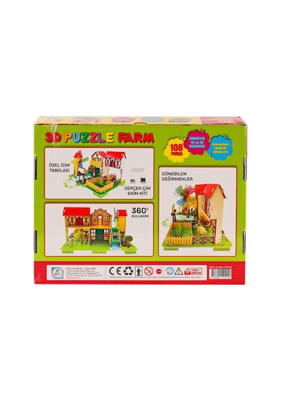3d Puzzle Farm - Eğitici Çiftlik Temalı Yapboz Ve Ekim Seti 108 Parça