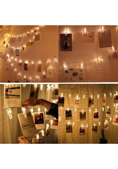 Nettenevime Led Mandal Işıklı Fotoğraf Mandalı 20 Li
