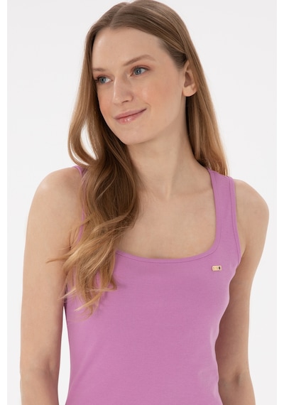 U.S. Polo Assn. Kadın Pembe Yırtmaçlı Kolsuz Kare Yaka Midi Boy Örme Elbise 50305835-VR023