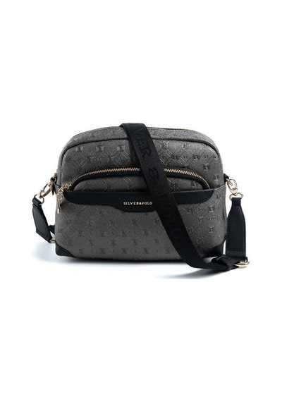 Silver Polo Sp1201 Kadın Çapraz Çanta Logolu Platin-siyah