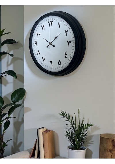 Siyah Arapça Rakamlı 40 Cm Metal Duvar Saati Diğer