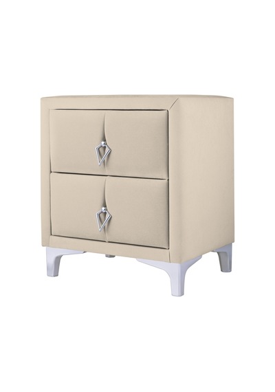 Harmony Silver Iki Çekmeceli Komodin- Yatak Odası Kumaş Döşemeli 2 Kapaklı Komodin Modeli Krem Harmony Silver Iki Çekmeceli Komodin- Yatak Odası Kumaş Döşemeli 2 Kapaklı Komodin Modeli Krem