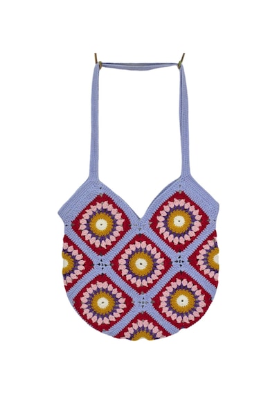 El Örgüsü Motif Desenli İçi Astarlı Omuz Çanta Bgl-st04724 Mavı