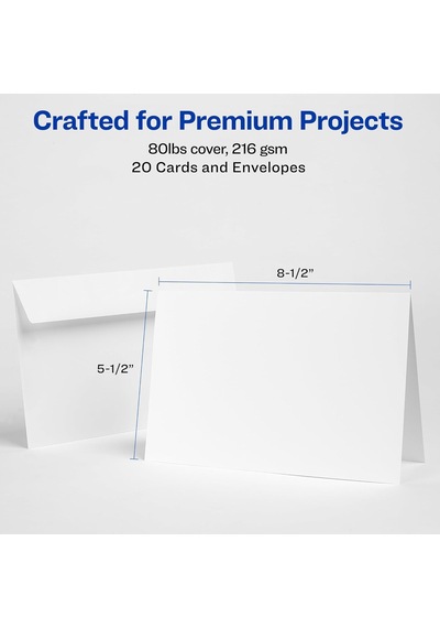 Avery Greeting Cards, Inkjet Yazıcılar, 20 Boş Kart Ve Zarf, 5,5