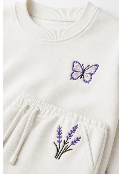 Rony Pony Kids Kız Çocuk Krem Kelebek Ve Lavanta Nakışlı Pamuklu 2 İplik Sweatshirt Eşofman Takımı Beyaz Mor Rony Pony Kids Kız Çocuk Krem Kelebek Ve Lavanta Nakışlı Pamuklu 2 İplik Sweatshirt Eşofman Takımı Beyaz Mor