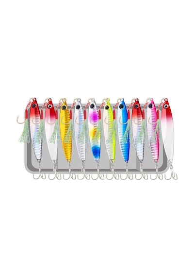Ayrex Valkyrie 10 Adet 10gr 4.8cm Kutulu Metal Rapala Jig Seti Balık Olta Yemi İspanyol Oltası