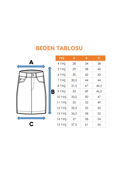 Kız Çocuk Sağ Üst Parçalı Kot Etek 2602 Mavi