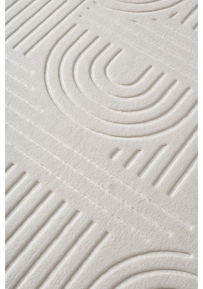 Raschel Carpet Bohem Emboss Premium Seri Kaymaz Taban Jel Taban Halı Yolluk Krem Krem