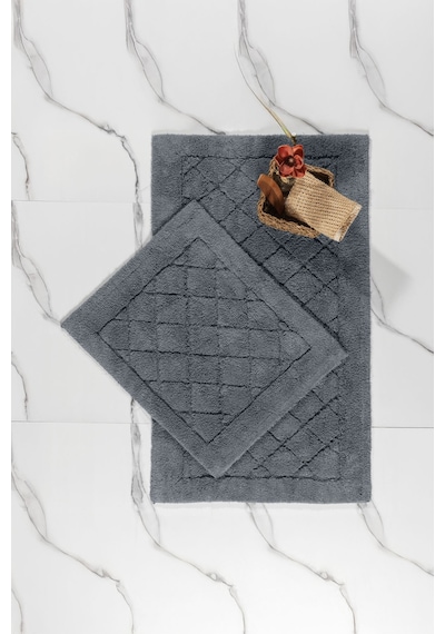 Elart Frio Banyo Halısı Paspas Takımı Pamuklu 2 Adet 60x100 Cm Antrasit Antrasit