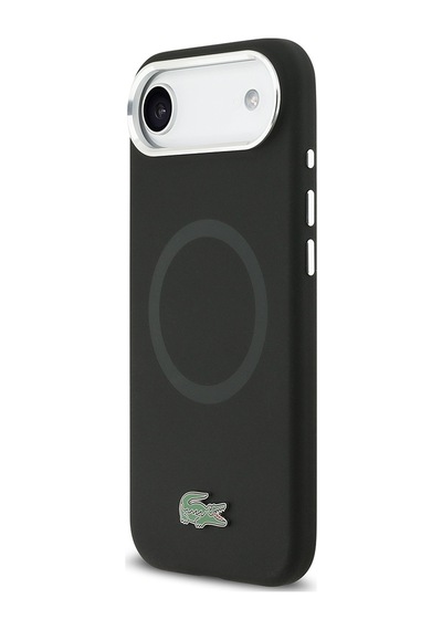 Apple Uyumlu iPhone 17 Air Kılıf Lacoste Lisanslı M-safeli İkonik Logo Metal Kamera Çerçeveli Silikon Kapak Siyah Siyah
