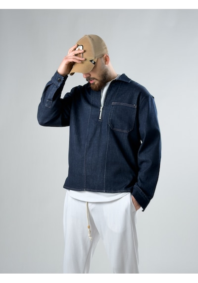 Cocopelli Fermuar Detaylı Denim Ceket Coc2879 Mavi
