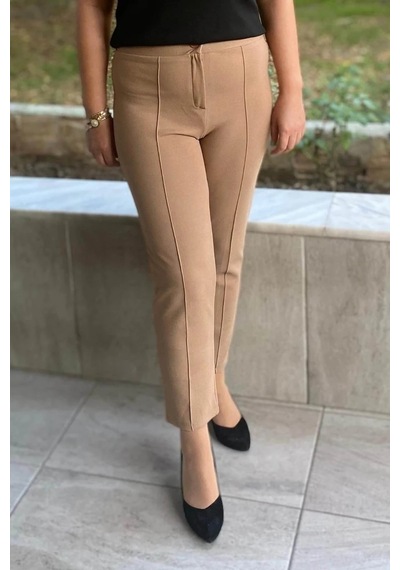 Mia Butik Dertsiz Büyük Beden Bej Toparlayıcı Kumaş Pantolon Bej