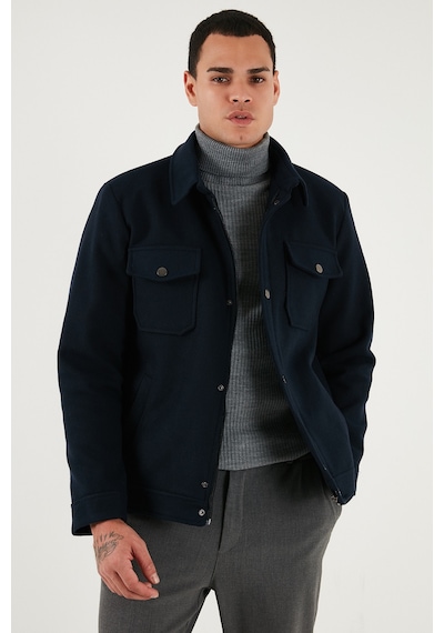 Buratti Slim Fit Ceket Yaka Astarlı Kaşe Erkek Kaban 58400347 Lacivert