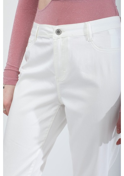 Kadın Likralı Esnek Slim Fit Pantolon Beyaz