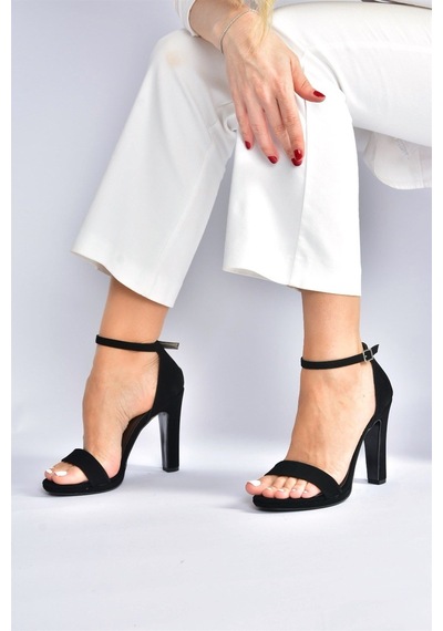 Fox Shoes Siyah/siyah Nubuk Tek Bantlı Kalın Topuklu Kadın Ayakkabı M348072301 Siyah - Siyah Fox Shoes Siyah/siyah Nubuk Tek Bantlı Kalın Topuklu Kadın Ayakkabı M348072301 Siyah - Siyah