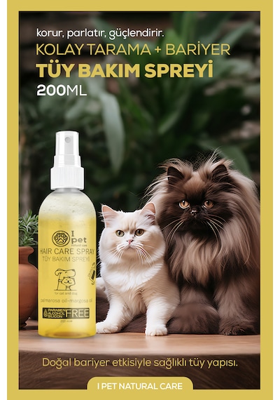 Kedi Köpek Tüy Parlatıcı Ve Kolay Tarama Spreyi 200 Ml Dış Etkenlere Karşı Koruma