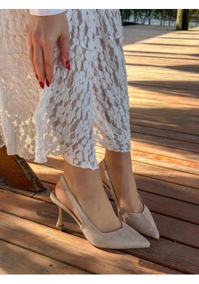 Ervanın Butiği Bej Süet Ketty Kadın Topuklu Stiletto-6051