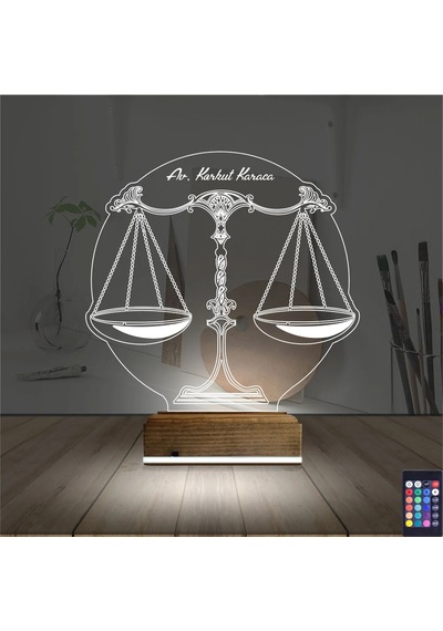 Luvivia Avukat Hukuk Terazi Kişiye Özel 3d Lamba - Masa Gece Lambası Şeffaf