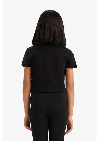 DeFacto Kız Çocuk Slim Fit Dar Kesim Bisiklet Yaka Baskılı Fitilli Kaşkorse Kısa Kollu Tişört E1898A825SMBK81 Siyah DeFacto Kız Çocuk Slim Fit Dar Kesim Bisiklet Yaka Baskılı Fitilli Kaşkorse Kısa Kollu Tişört E1898A825SMBK81 Siyah