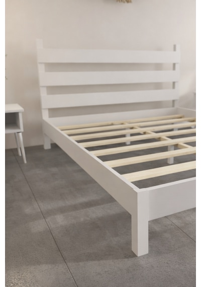 Natura Masif Ahşap Karyola Beyaz 100x200