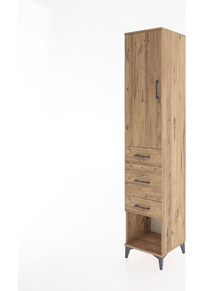 Hyperion Dolap 3 Raflı 3 Çekmeceli Tek Kapaklı 44x44x221 Çam-çam Çam
