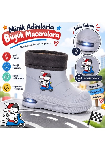 Look Life Su Geçirmez Çocuk Yağmur Botu 525 Gri