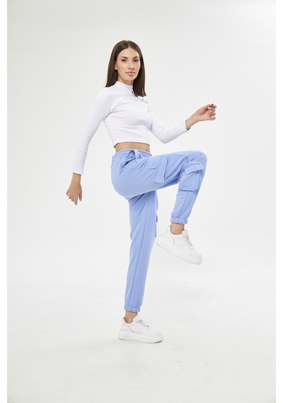 Unisex Regular Cepli Kargo Pantolon - Eşofman Altı Mavi