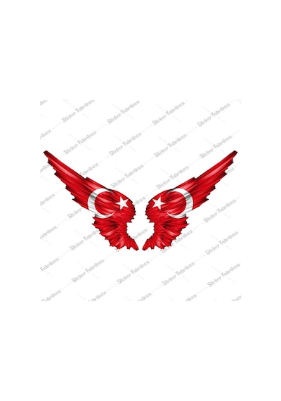 Kanatlı Türk Bayrağı Sticker 00002