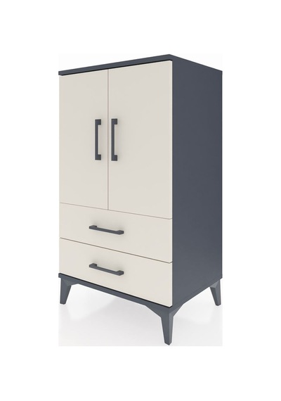 Hyperion Komodin 2 Raflı 2 Çekmeceli 2 Kapaklı 60x44x106 Antrasit-aytaşı Antrasit