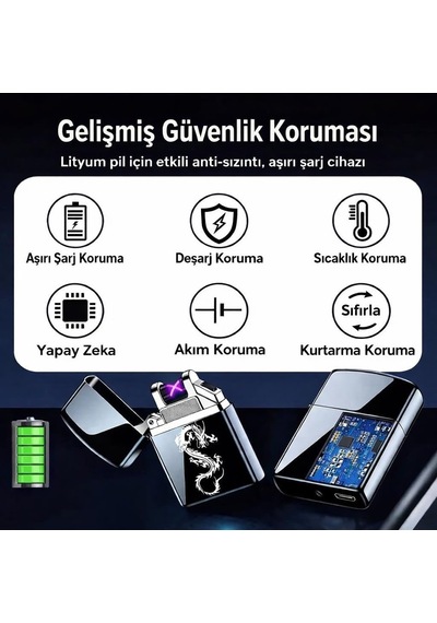 Valkyrie Çift Ark Plazma Şarjlı Çakmak Rüzgâr Geçirmez, Dokunmatik, Usb Şarjlı Mini Çok Renkli
