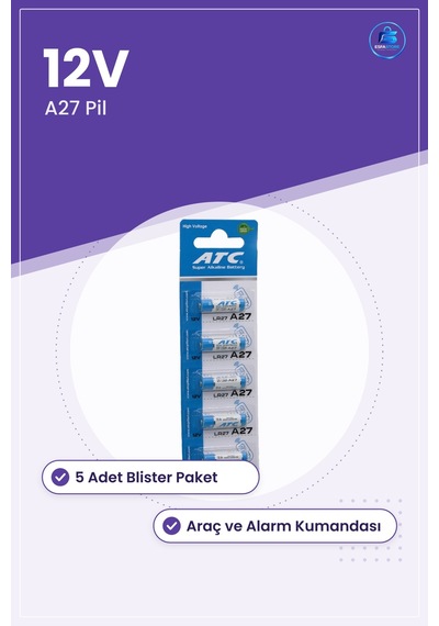 Kumanda Pili A27 27a Lr27 12v Alkalin 5 Adet Araç Anahtar Kumanda