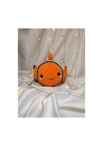 El Yapımı Amigurumi Turuncu Çizgili Balık Oyuncak - Amigurumi Peluş Oyuncak Çok Renkli