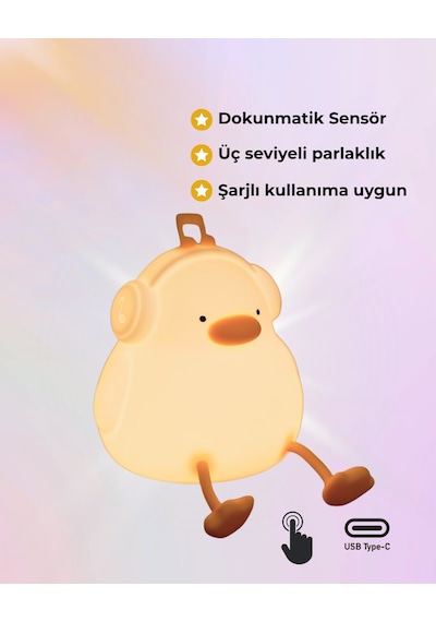 Silikon Ördek Gece Lambası Sarı Işık